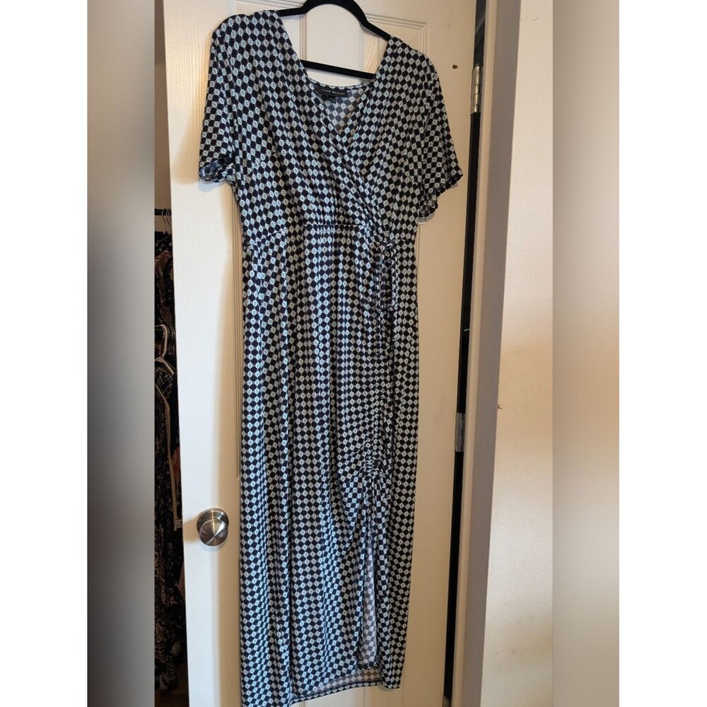 Lane Bryant Black, Blue and White Geometric Maxi Dress EUC